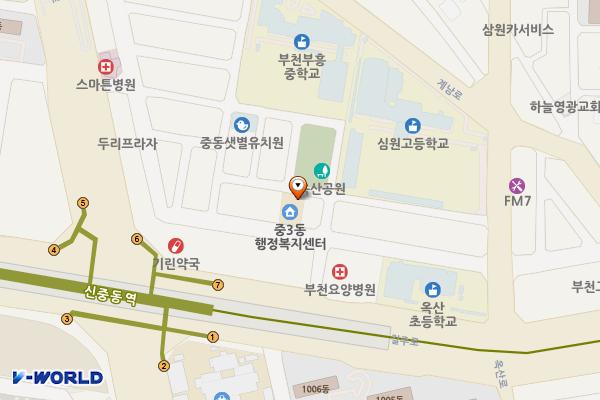 중3동행정복지센터 위치 지도 — 경기도 부천시 원미구 옥산로113번길 39