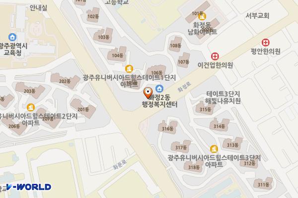 화정2동행정복지센터 위치 지도 — 전남광주통합특별시 서구 화운로 94
