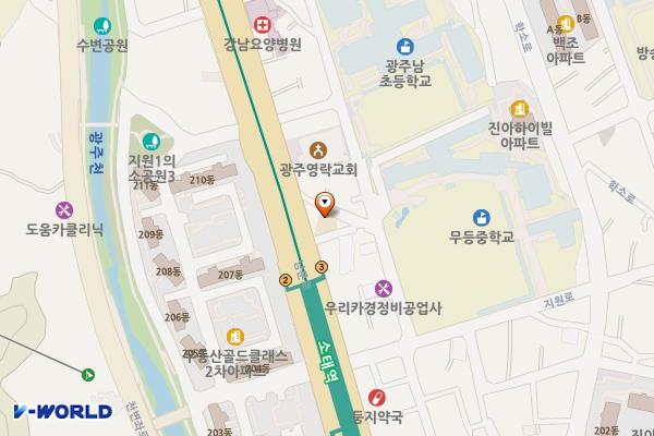 지원1동행정복지센터 위치 지도 — 전남광주통합특별시 동구 남문로 600-3