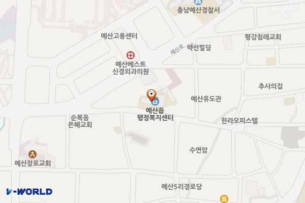예산읍 행정복지센터 위치 지도 — 충청남도 예산군 예산읍 예산로176번길 15