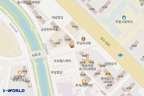 비호교복개 1,2 노외 주차장 위치 지도 — 경기도 안양시 동안구 호계동 1009