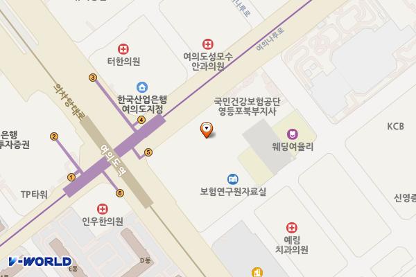 여의도 THE-K 위치 지도 — 서울특별시 영등포구 여의나루로 50