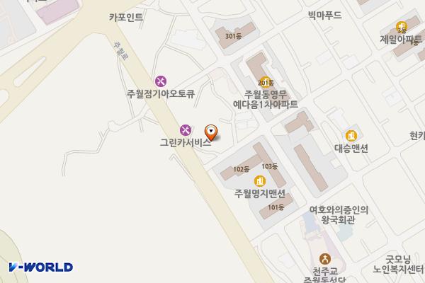 이스타골프존(주) 위치 지도 — 전남광주통합특별시 남구 군분로89번길 36