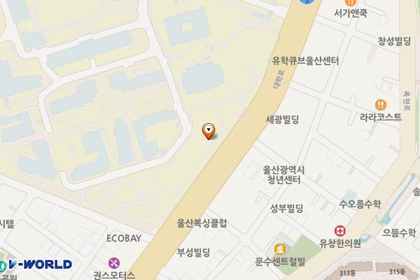 울산대학교(사회과학관) 위치 지도 — 울산광역시 남구 대학로 93