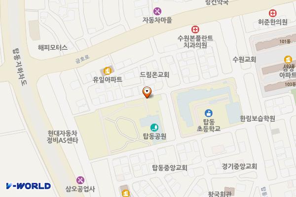 서수원도서관 위치 지도 — 경기도 수원시 권선구 탑동로57번길 35