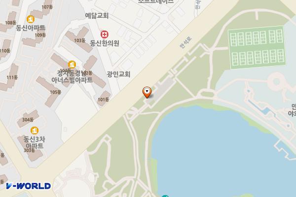 만석공원 제1공영주차장 위치 지도 — 경기도 수원시 장안구 정조로 1107