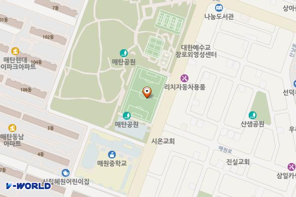 매탄공원공영주차장 위치 지도 — 경기도 수원시 영통구 매탄로 185