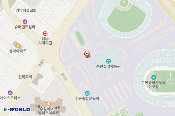 수원종합운동장_실내체육관 위치 지도 — 경기도 수원시 장안구 경수대로 893