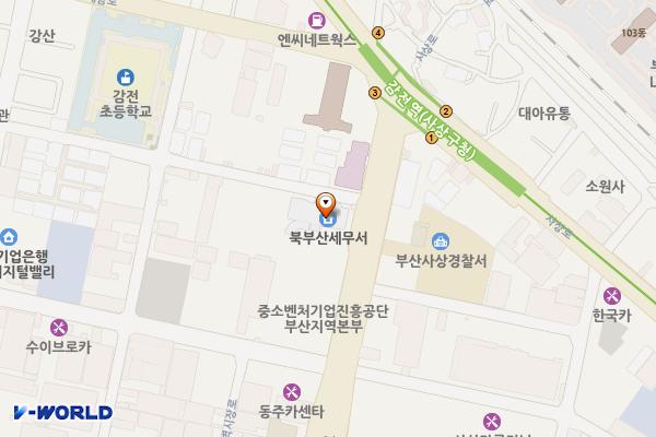 북부산세무서 위치 지도 — 부산광역시 사상구 학감대로 263