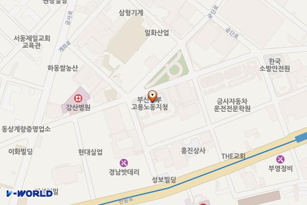 부산지방고용노동청 부산동부지청 위치 지도 — 부산광역시 금정구 공단서로 12