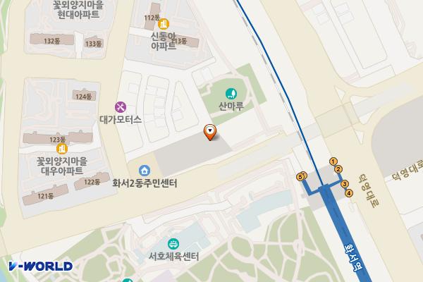 꽃뫼환승주차장 위치 지도 — 경기도 수원시 팔달구 화산로6번길 6