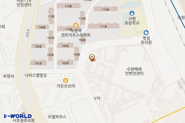 KCC수원메쎄(복합단지수원북부점) 위치 지도 — 경기도 수원시 권선구 세화로134번길 37