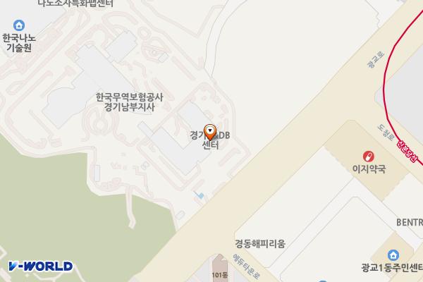 경기R&DB센터 위치 지도 — 경기도 수원시 영통구 광교로 105