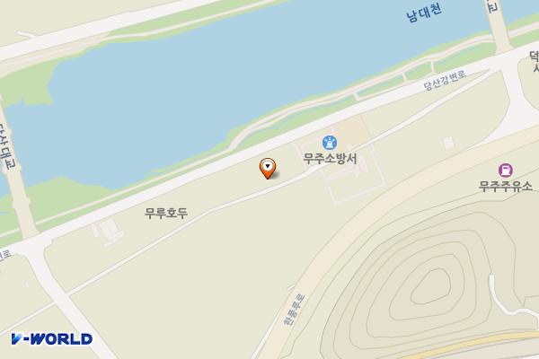 남대천숯불갈비 옆 주차장 위치 지도 — 전북특별자치도 무주군 무주읍 당산리 1564-1