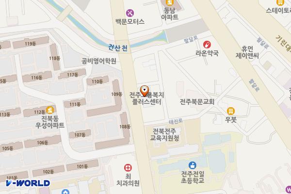 전주고용복지플러스센터 위치 지도 — 전북특별자치도 전주시 덕진구 태진로 114