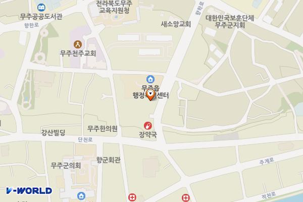 남대천변 우안 주차장 위치 지도 — 전북특별자치도 무주군 무주읍 향학로 47