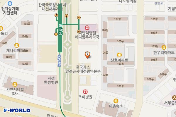 탄방동 제2공영주차장(지상1층) 위치 지도 — 대전광역시 서구 계룡로553번길 38