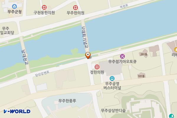 남대천변 좌안 주차장 위치 지도 — 전북특별자치도 무주군 무주읍 당산리 1765-31