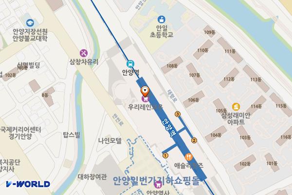 _엔터식스 안양점 위치 지도 — 경기도 안양시 만안구 만안로 244
