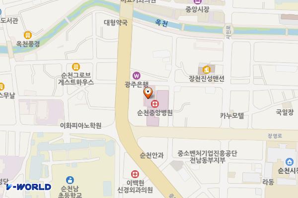 순천 중앙병원 위치 지도 — 전남광주통합특별시 순천시 장명로 5