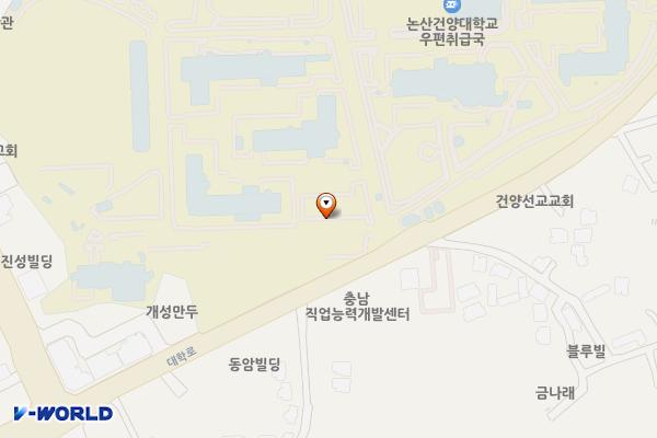 건양대학교 논산창의융합캠퍼스 위치 지도 — 충청남도 논산시 대학로 121