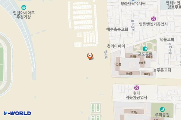 인천아시아드주경기장 P6주차장 위치 지도 — 인천광역시 서해구 봉수대로 806