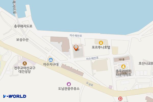 미륵도주차장 위치 지도 — 경상남도 통영시 봉평동 446