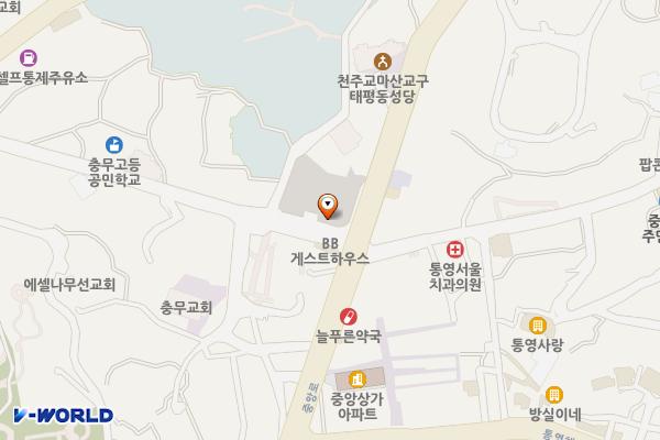 통제영주차장(세병관) 위치 지도 — 경상남도 통영시 세병로 26