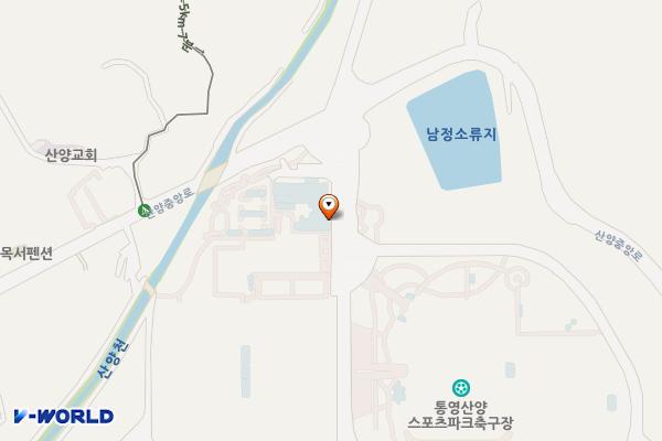 산양국민체육센터 주차장 위치 지도 — 경상남도 통영시 산양읍 산양중앙로 100