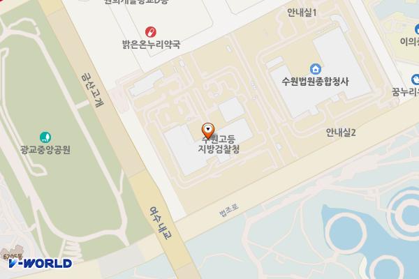 한국자산관리공사(수원고지검청사) 위치 지도 — 경기도 수원시 영통구 법조로 91