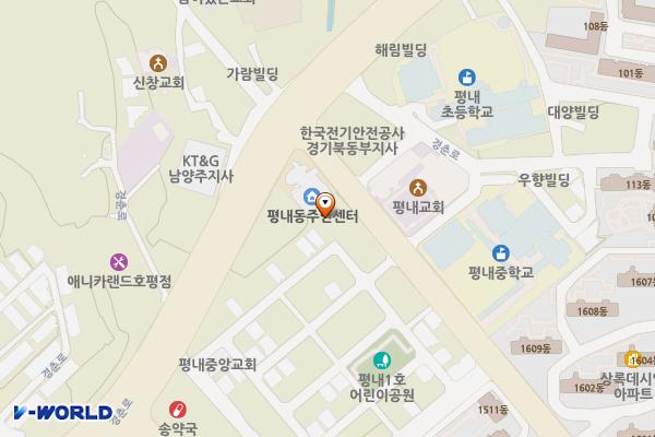 평내동주민센터 위치 지도 — 경기도 남양주시 경춘로 1286