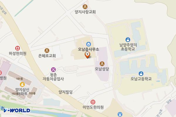 오남읍사무소 위치 지도 — 경기도 남양주시 오남읍 진건오남로 806-34