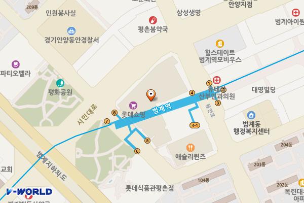 평촌G스퀘어 롯데백화점 위치 지도 — 경기 안양시 동안구 시민대로 180