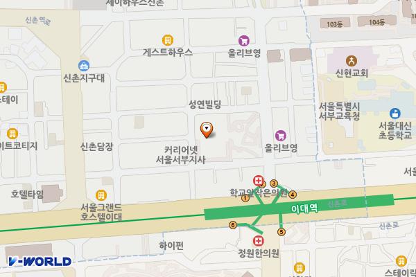 _예스에이피엠 위치 지도 — 서울특별시 서대문구 이화여대1길 10