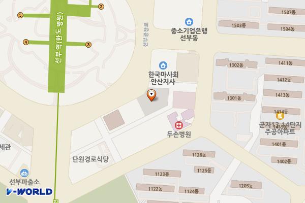 서울프라자(두손병원앞) 위치 지도 — 경기도 안산시 단원구 선부동 1077-19