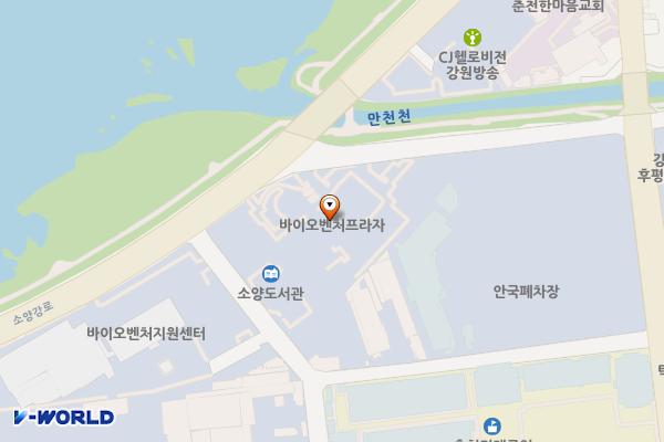 (재)춘천바이오산업진흥원바이오벤처공장(BIO-4) 위치 지도 — 강원특별자치도 춘천시 소양강로 56