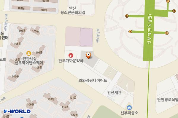 선부프라자(한도병원앞) 위치 지도 — 경기도 안산시 단원구 선부동 1071-3