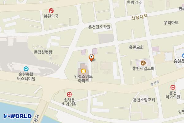 희망리 제1공영노외주차장 위치 지도 — 강원특별자치도 홍천군 홍천읍 희망리 371-2번지