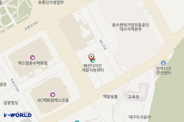 펙스코 패션디자인 개발지원센터 위치 지도 — 대구광역시 북구 유통단지로14길 17