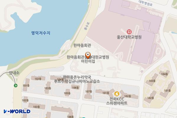 울산의과대학 위치 지도 — 울산광역시 동구 바드래1길 30