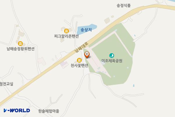 미조체육공원 주차장 위치 지도 — 경상남도 남해군 미조면 송정리 651