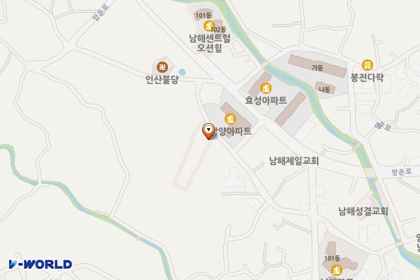 아산 공영주차장 위치 지도 — 경상남도 남해군 남해읍 아산리 498-5