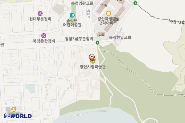 시립박물관 및 양산문화원 위치 지도 — 경상남도 양산시 북정로 78