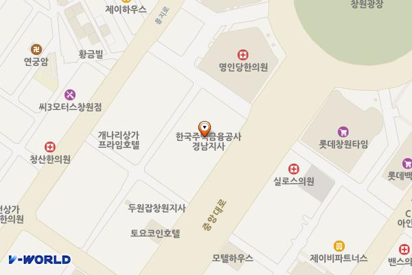 한국교직원공제회 경남회관 위치 지도 — 경상남도 창원시 성산구 중앙대로 107