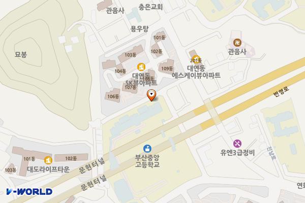 부산중앙고등학교 위치 지도 — 부산광역시 남구 진남로127번길 50