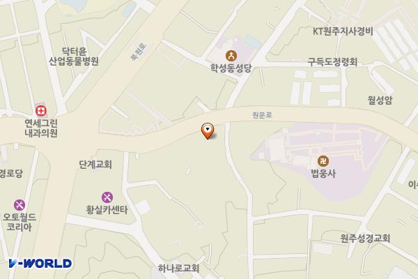 해피차지 강남스크린골프 위치 지도 — 강원특별자치도 원주시 원문로 75