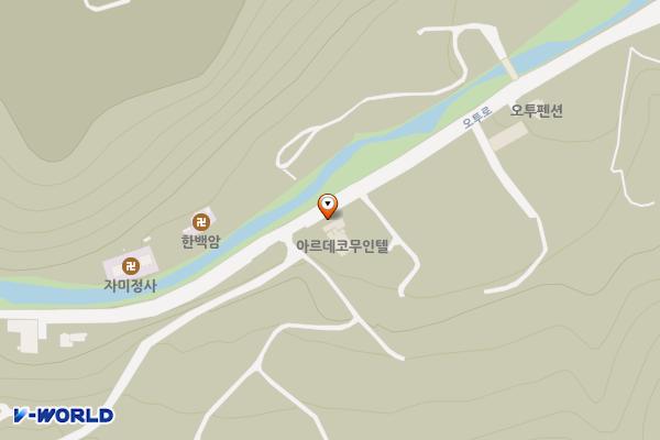 아르데코모텔 위치 지도 — 강원특별자치도 태백시 오투로 145