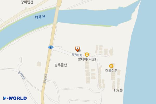 알데아풀빌라리조트 위치 지도 — 경상북도 포항시 남구 장기면 동해안로 3952-26