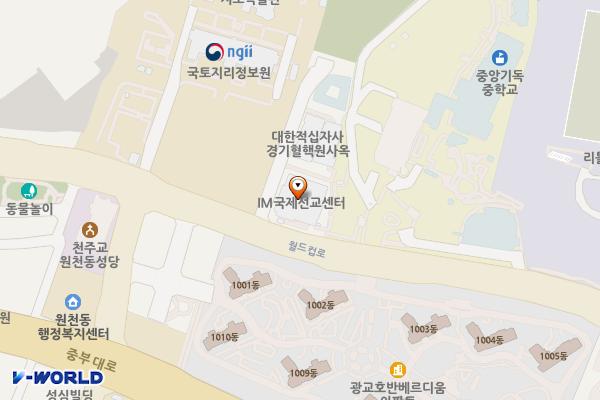 수원침례교회IM센터 지하5층_HU 위치 지도 — 경기도 수원시 영통구 월드컵로 76