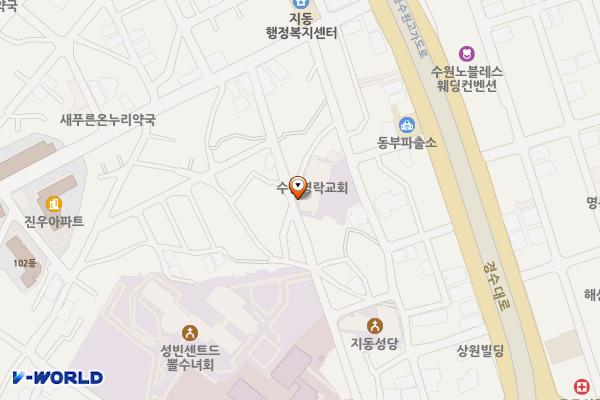 수원영락교회 주차타워 _HU 위치 지도 — 경기도 수원시 팔달구 팔달문로108번길 25-2